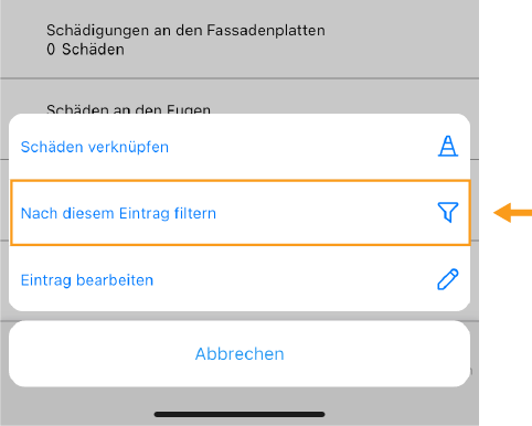 Nach Checklisteneintrag filtern